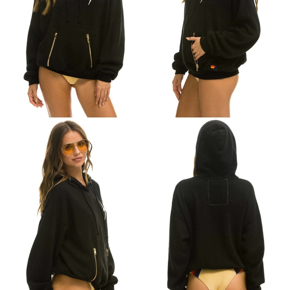 Aviator Nation Black Hoodie with Gold Accents